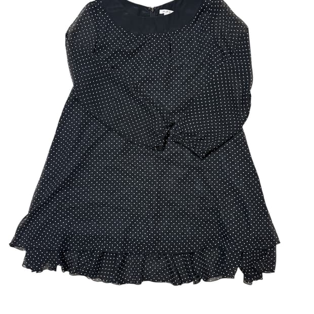 키즈 블랙 도트 블라우스 원피스