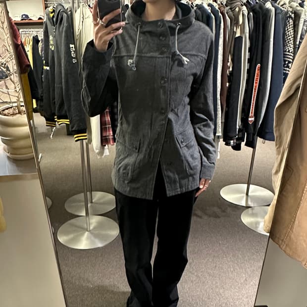 3)Japanese vintage 차콜 울 후드 코트자켓