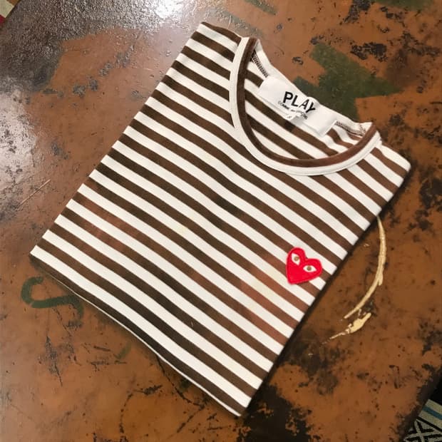 꼼데가르송 브라운 스트라이프 롱 슬리브 여성 55 사이즈 