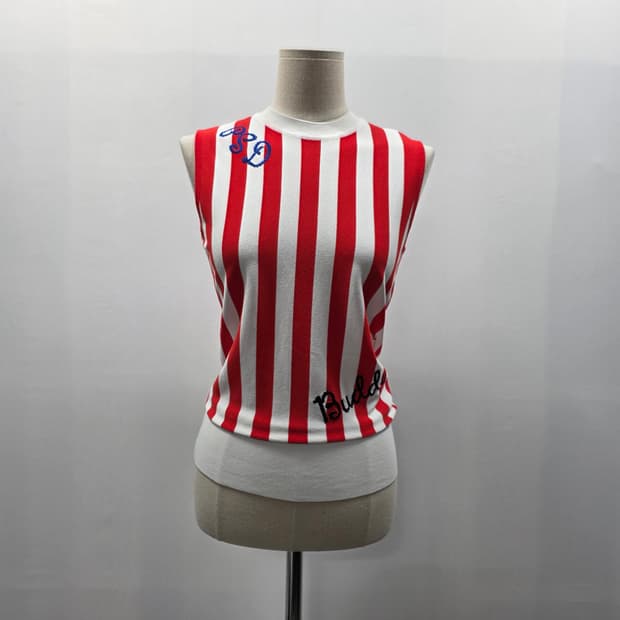 0148 파사디[passardi]빨강/흰색 스트라이프 나시 니트 90