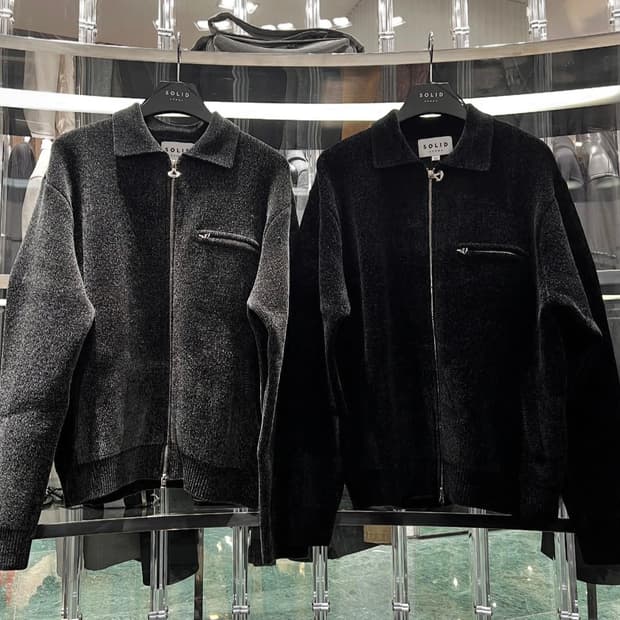 [구매] 솔리드옴므 / 25fw 벨벳 집업 블랙 46, 48