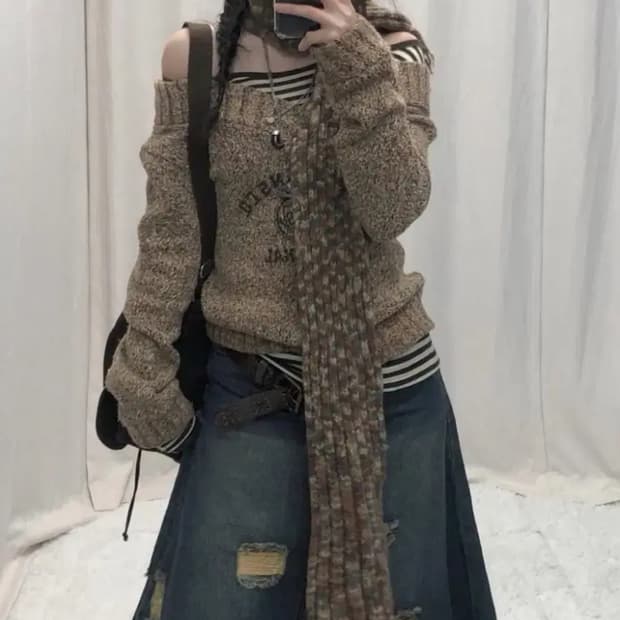 선가든파티 00s 오프숄더 니트