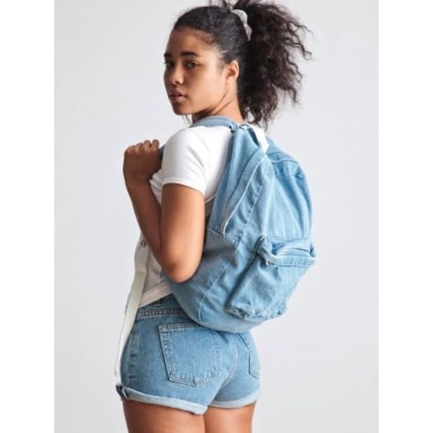 아메리칸 어패럴 연청 데님 백팩