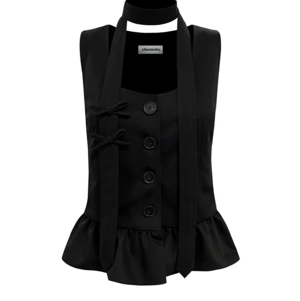 구해요) 체메씨 베스트 PEPLUM VEST RIBBON TIE SET