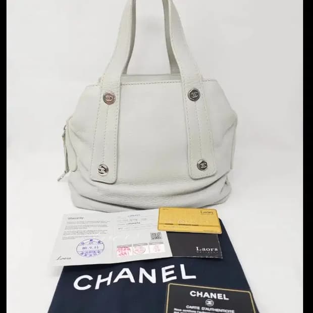 정품 샤넬 가죽 토트백