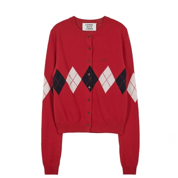 마지셔우드 ARGYLE CARDIGAN_red