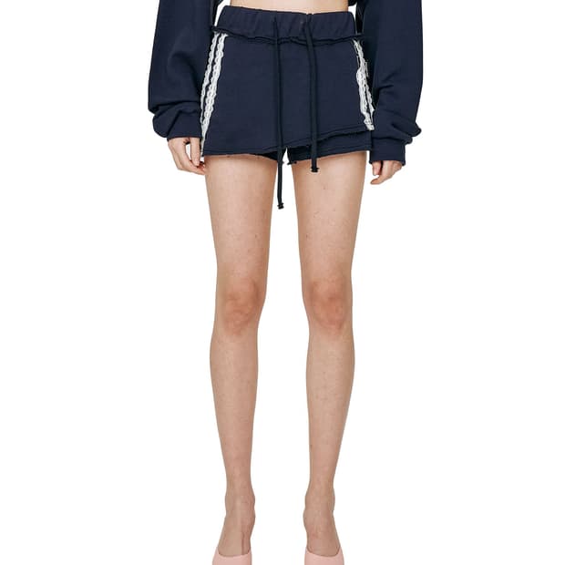 오드원아웃 Lace line sweat skirtpants navy