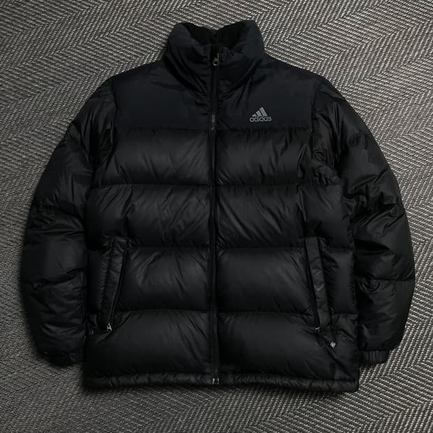 아디다스 자수로고 덕 다운 푸퍼 패딩 블랙o 5122