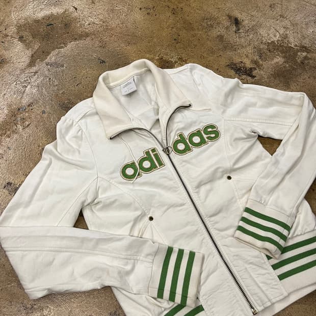 아디다스 흰초 화이트 그린 져지 트랙탑 85