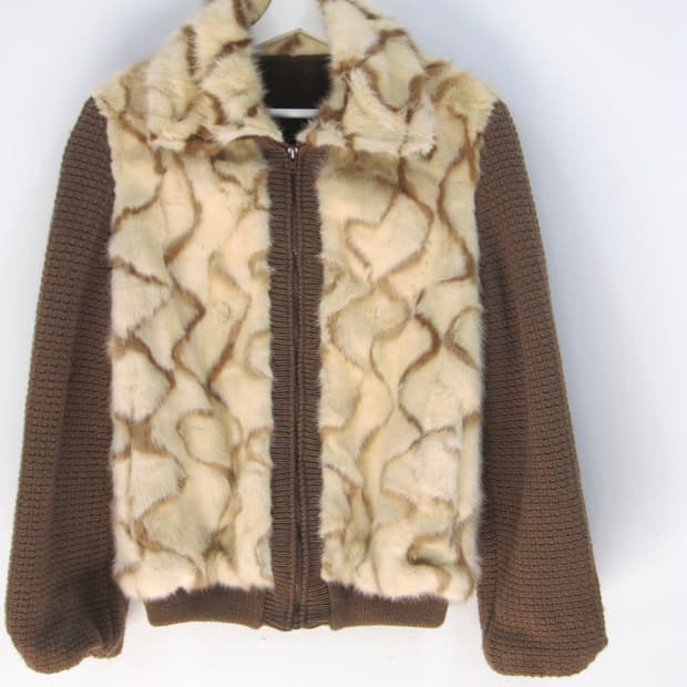 리얼 래빗 밍크퍼 코듀로이 자켓