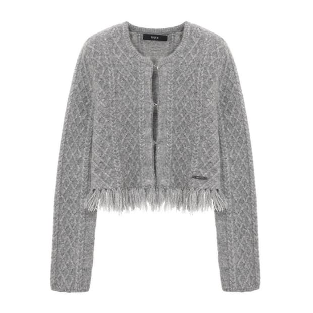 레이브 케이블 테슬 니트 가디건