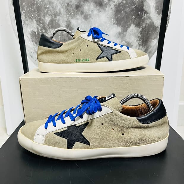 정품 43) 골든구스 누벅 블랙탭 블루 레이스 스니커즈 275~280