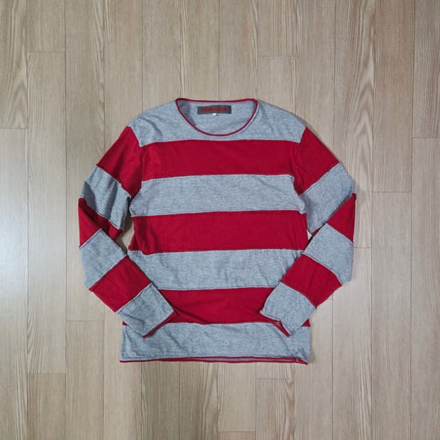 타라곤 재팬 레드 스트라이프 롱 슬리브 티셔츠