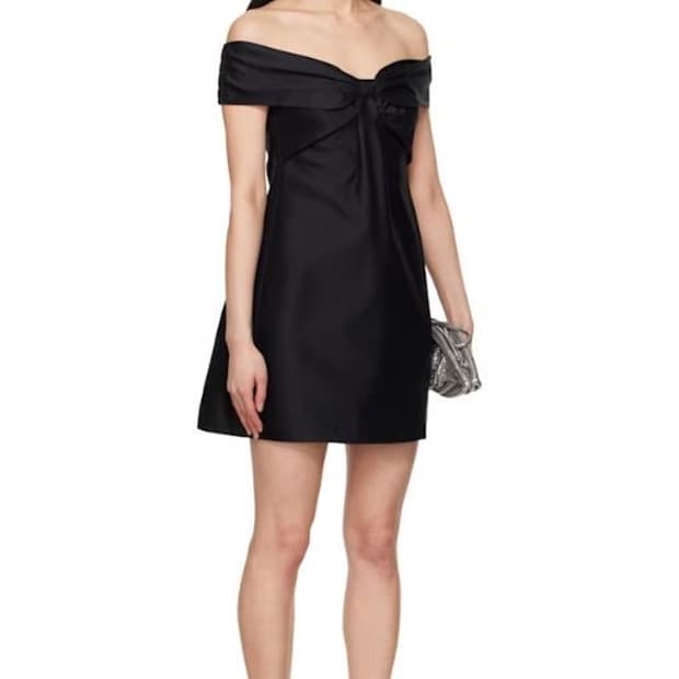 shushutong 오프 숄더 미니드레스 블랙 리본 XS