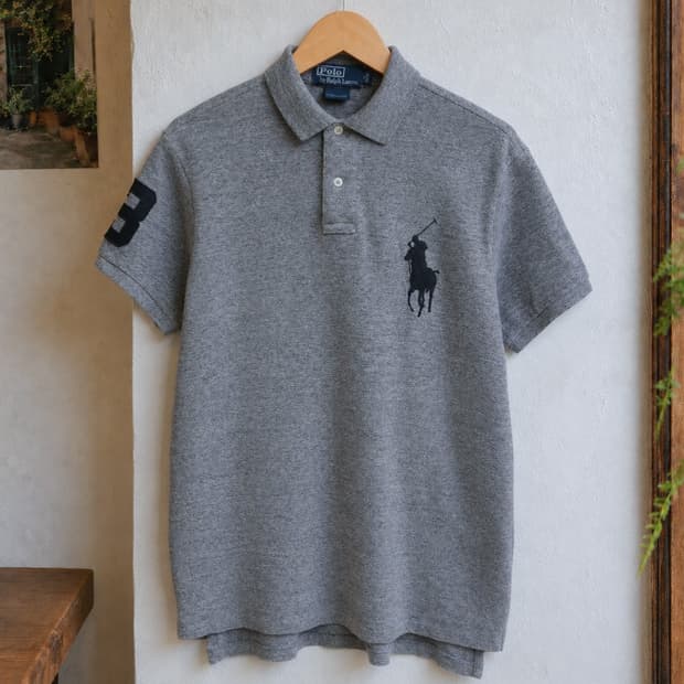 95~100 POLO 폴로 랄프로렌 반팔 카라티 빅포니 커스텀핏 그레이