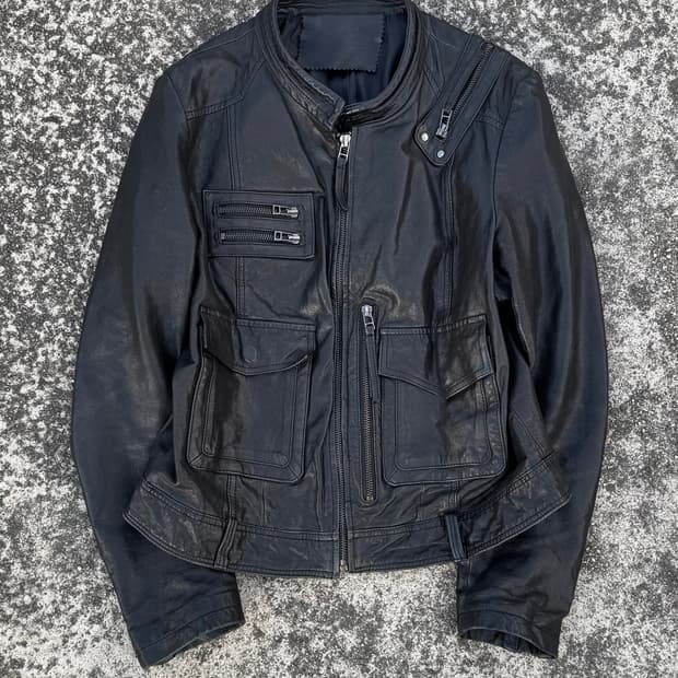 Multi-Pocket Leather Jacket