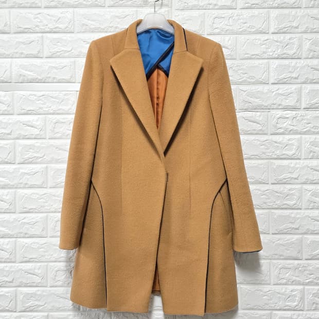 택포_ 한섬 SJSJ 앙고라혼방 캐멜 코트 S