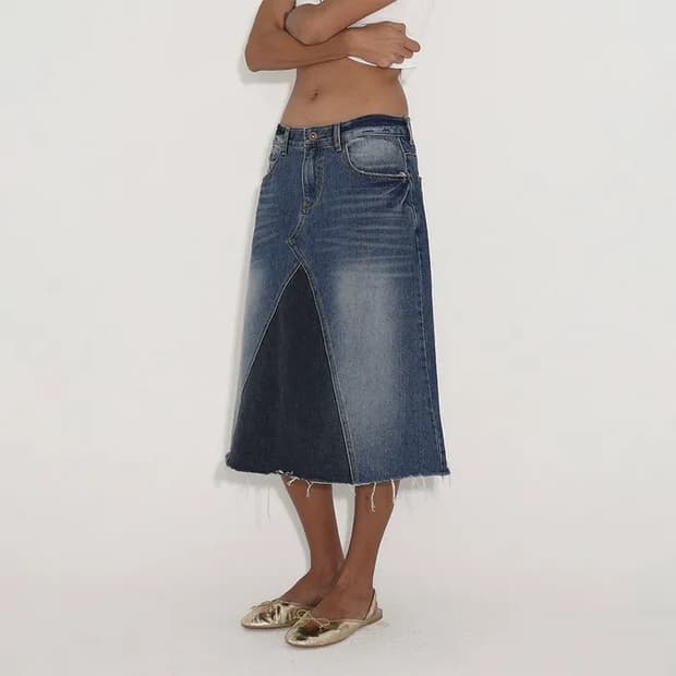 Polysooem 폴리수엠 데님 미디 스커트 1사이즈