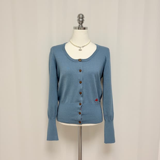 비비안웨스트우드 레드라벨 유넥 가디건 연블루
