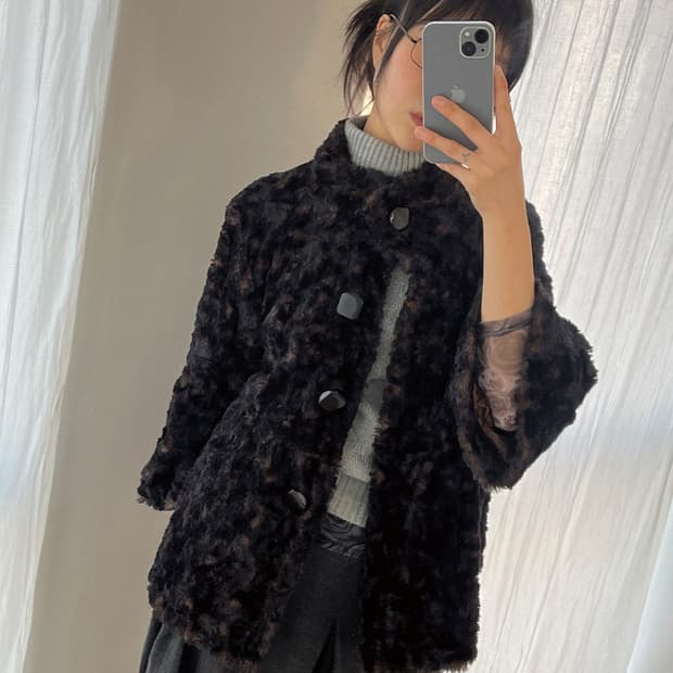 vintage eco mix fur jacket
