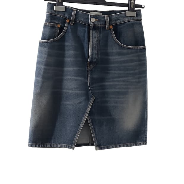 발렌시아가 데님 미디 스커트