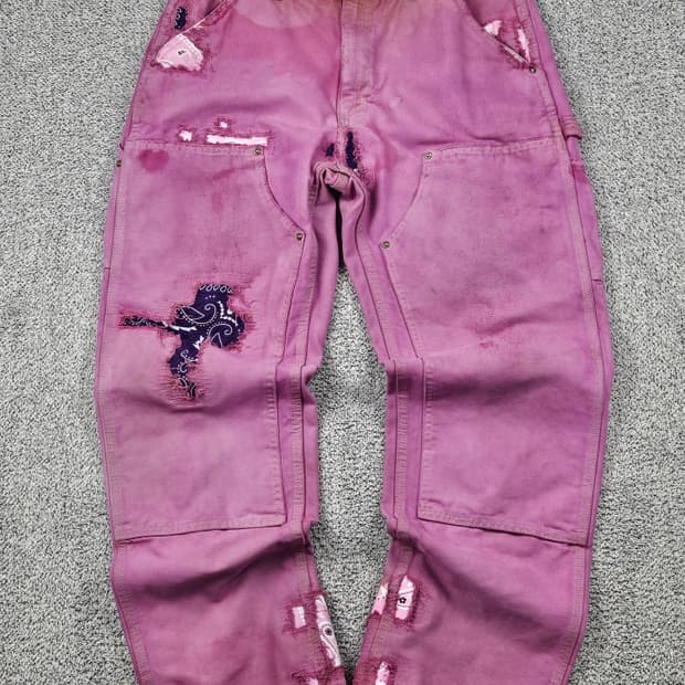 칼하트 핑크다이드커스텀 카펜터 더블니 팬츠 (34X30추정)/ 10278