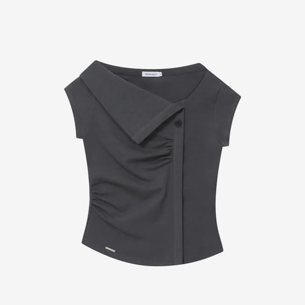 폴딩 카라 셔링 탑 차콜