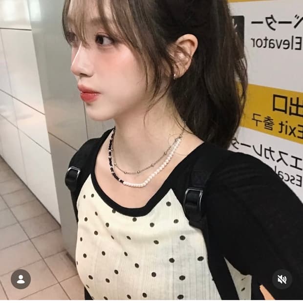 엔프프 two line gemstone pearl necklace 목걸이