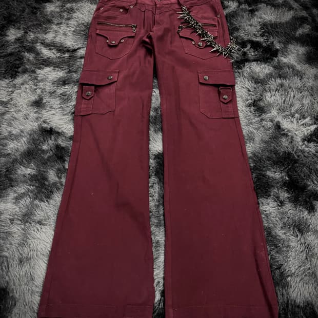 레드와인 포켓 데님 팬츠