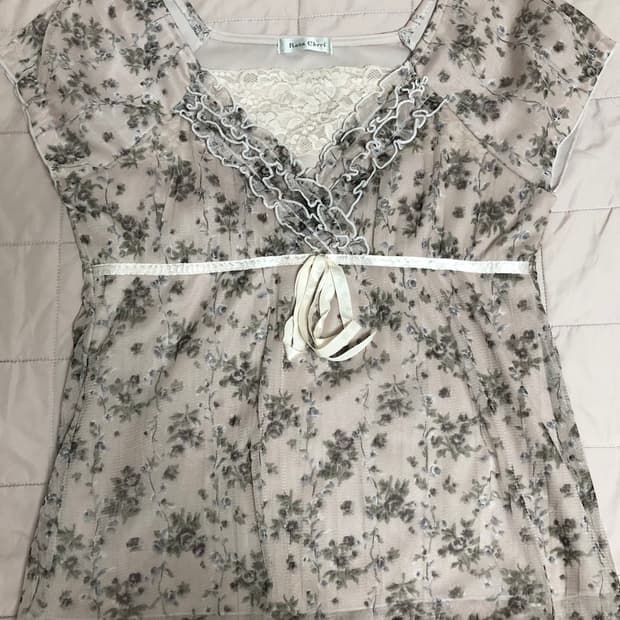 로사체리 잔꽃 레이스 블라우스 