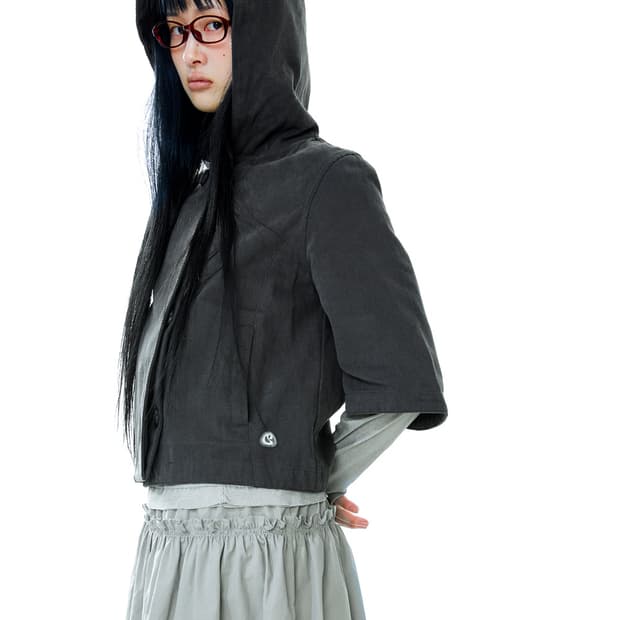 코이세이오 후디드 카프리 자켓 차콜