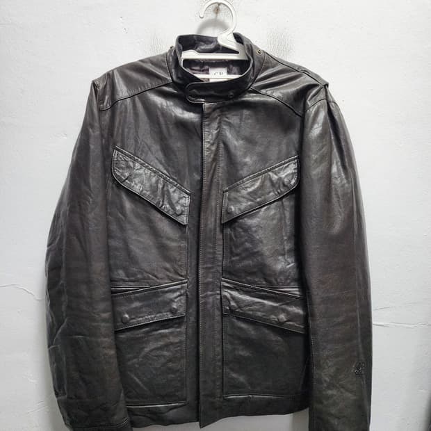 CP컴퍼니 손목로고 램스킨 레더 싱글 자켓