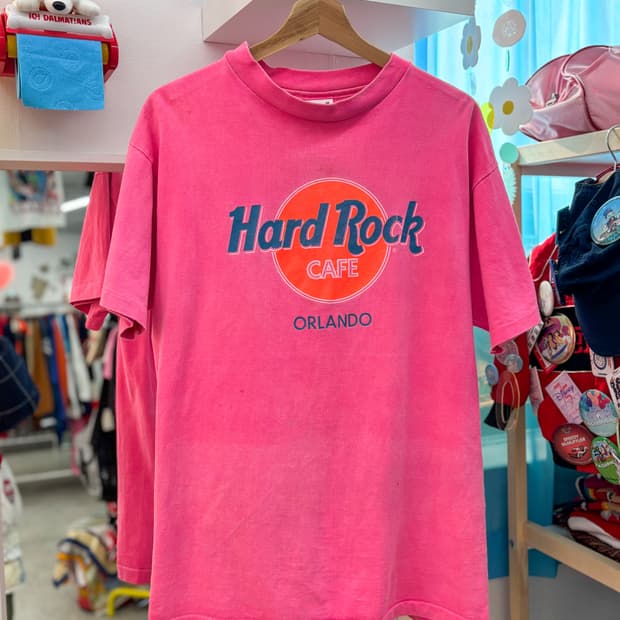 80s90s Neon Pink Hard Rock T Shirts