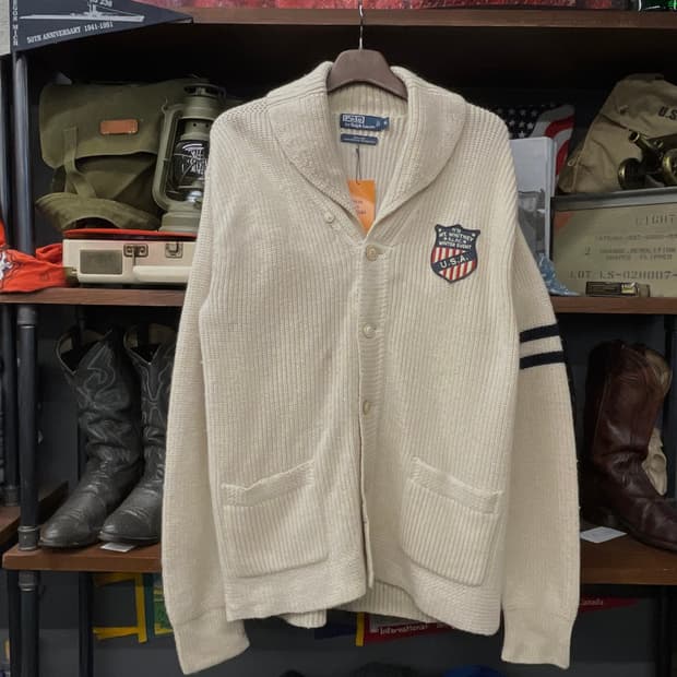 90s 폴로 랄프로렌 MT. whitney 패치 울 니트 가디건