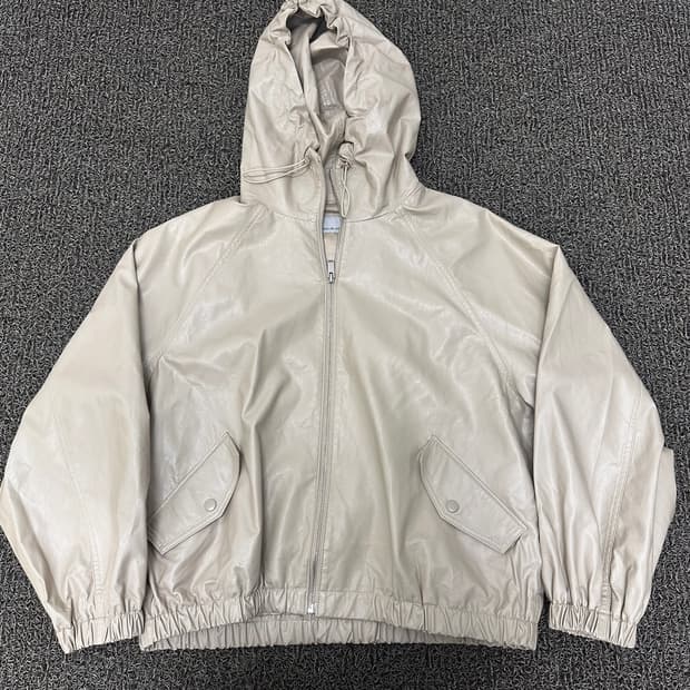 VOV 보브 여성 가죽 후드집업 자켓 아이보리