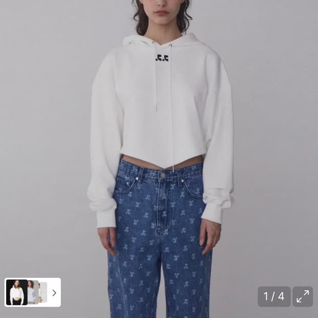 레스트앤레크에이션 차콜 기모 크롭 후드티