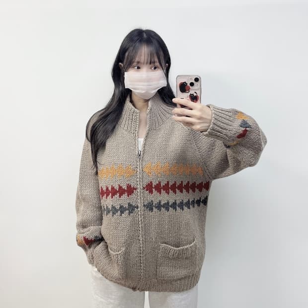 Varsity Club 아메리칸 빈티지 노르딕 코위찬 니트집업