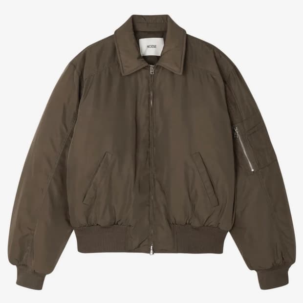 노이즈 패디드 카라 봄버 자켓 브라운 L