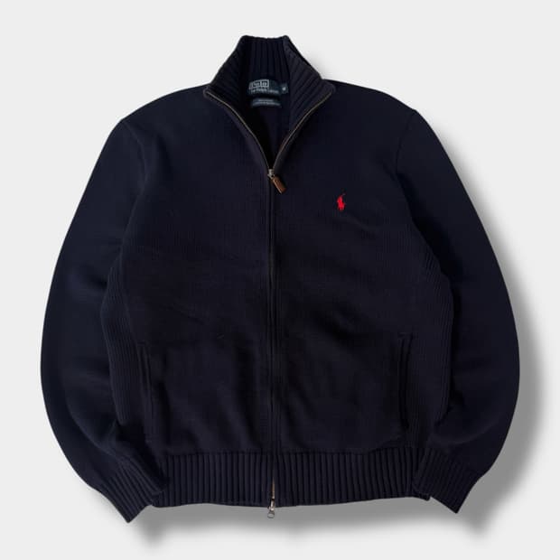 폴로 랄프로렌 루즈핏 해비 코튼 딥네이비 투웨이 니트집업