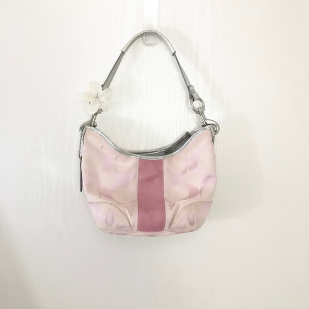Coach pink signature hobo mini hand bag