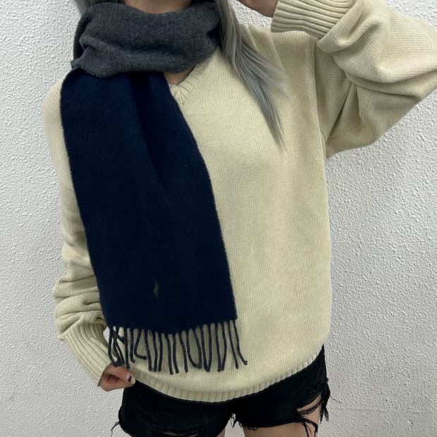 폴로 랄프로렌 차콜 포니 그레이배색 네이비 머플러