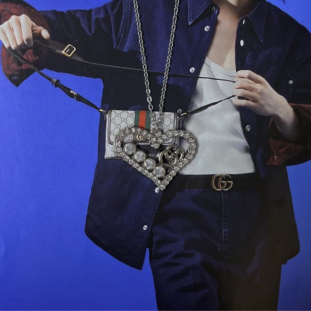 구찌 글리터 하트 글램 목걸이