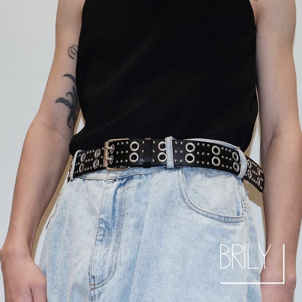 [Unisex] ROAD 아일렛 스터드 y2k 레트로 가죽 벨트