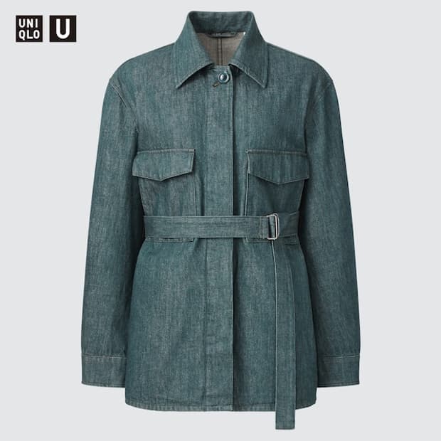 [L] 유니클로U 벨티드 루즈핏 데님 셔츠 자켓
