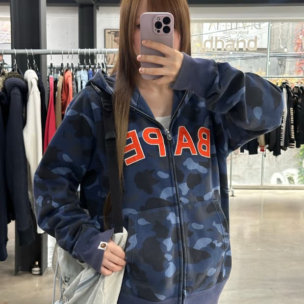 베이프 1st컬러카모 풀 후드집업 청계