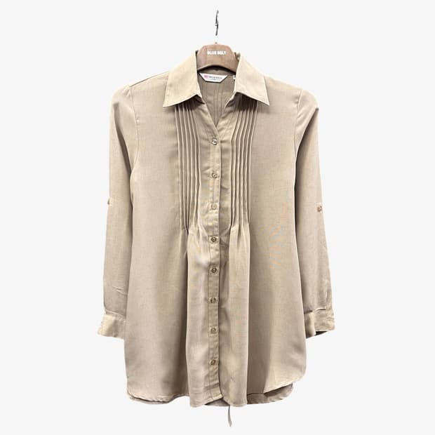 JPN VINTAGE 롱셔츠 블라우스 핀턱 포인트 소매 디테일 베이지