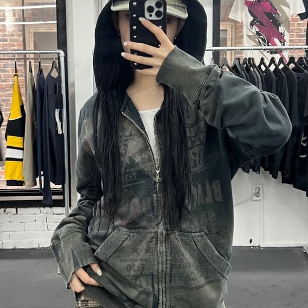 샐비지 Y2K 그런지 후드집업