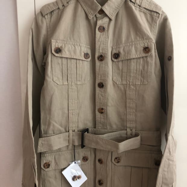 발망 베이지 벨티드 사파리 자켓