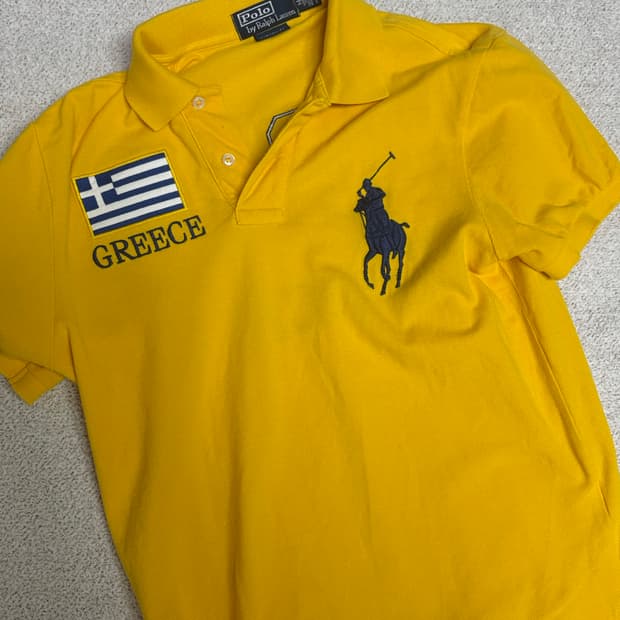 폴로 빅포니 반팔 카라티 옐로우 노란색 그리스 3 빈티지