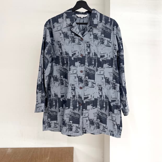 크리스찬 디올 블루 포토그래픽 프린트 셔츠